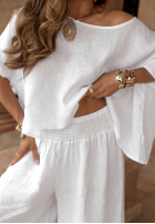 Compleu Bluză i Pantaloni wide leg Desert Princess Alb
