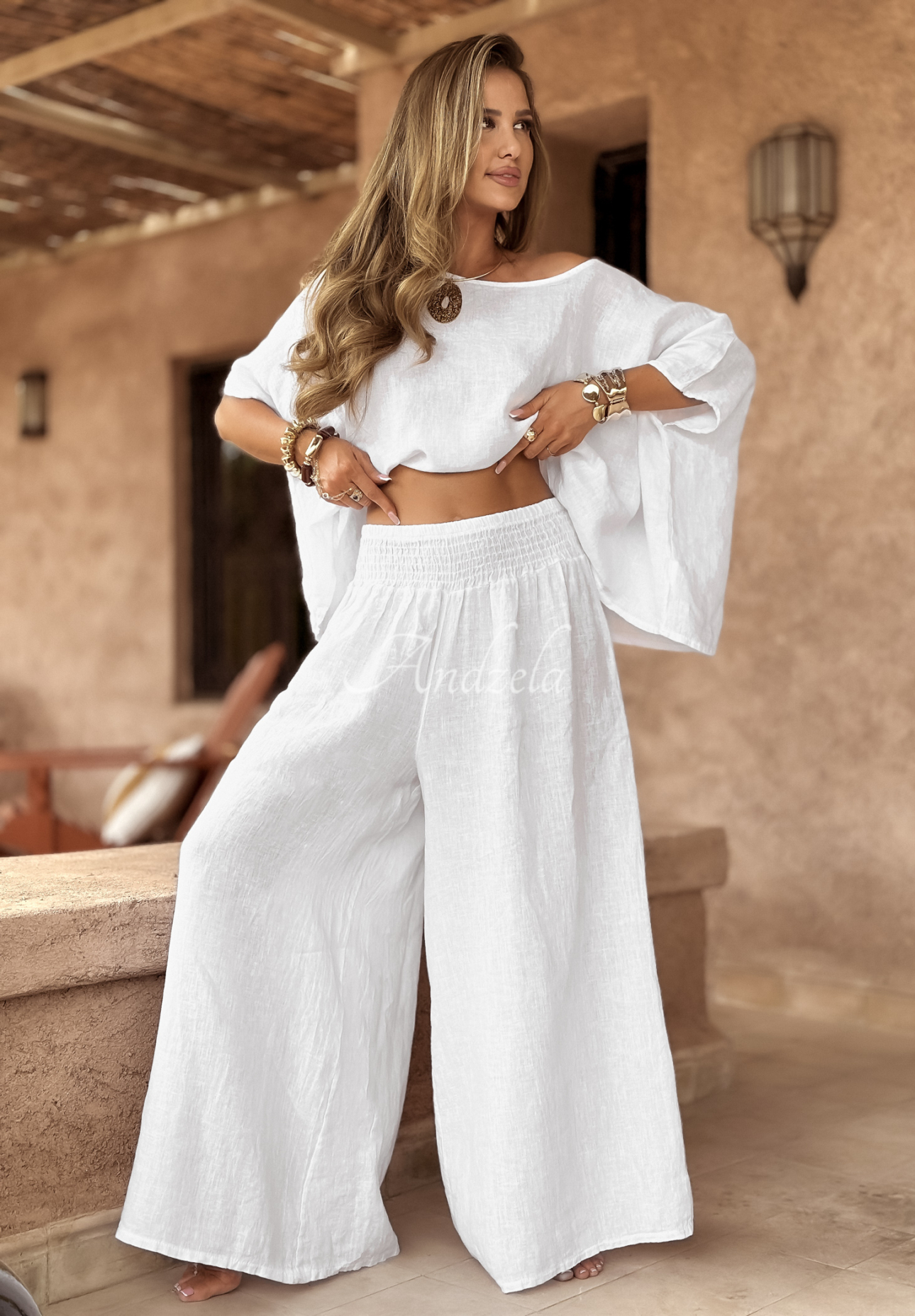 Set din in Desert Princess format din bluză și pantaloni wide leg