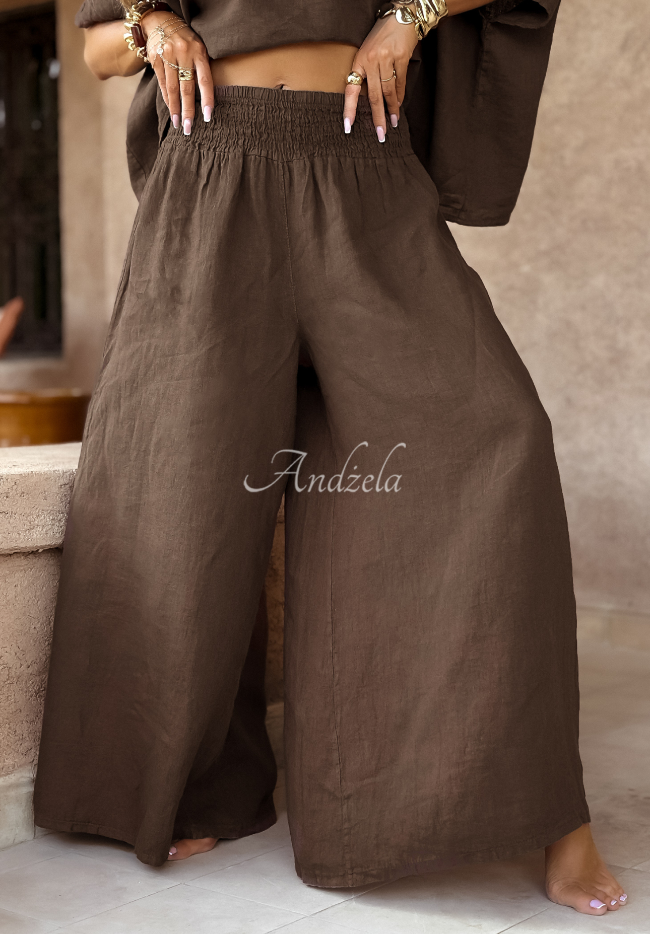 Set din in Desert Princess format din bluză și pantaloni wide leg