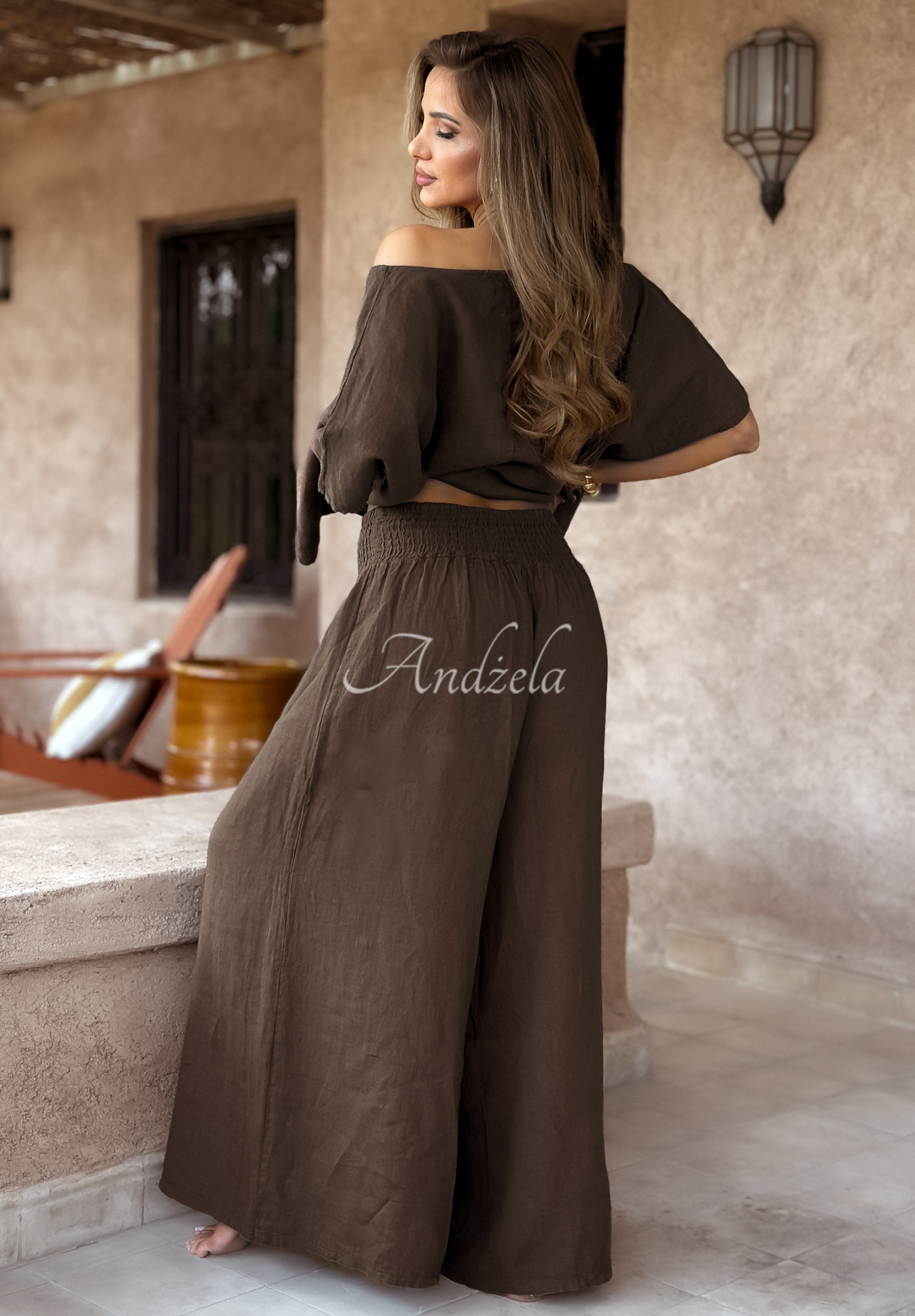 Set din in Desert Princess format din bluză și pantaloni wide leg