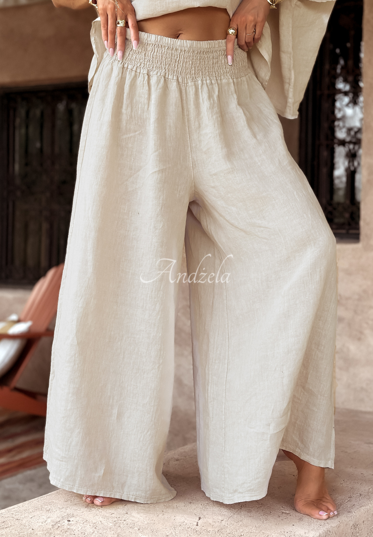 Set din in Desert Princess format din bluză și pantaloni wide leg