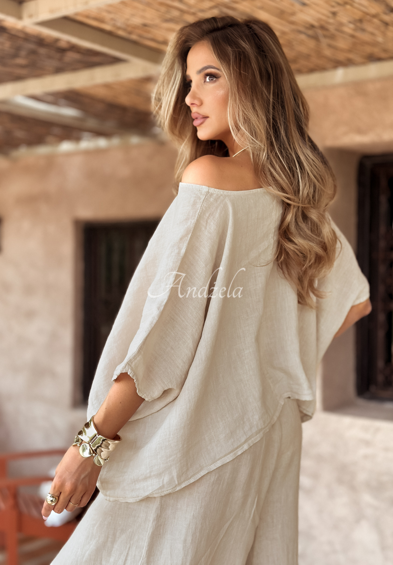 Set din in Desert Princess format din bluză și pantaloni wide leg