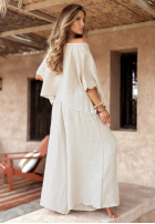 Compleu Bluză i Pantaloni wide leg Desert Princess jasnobeżowy