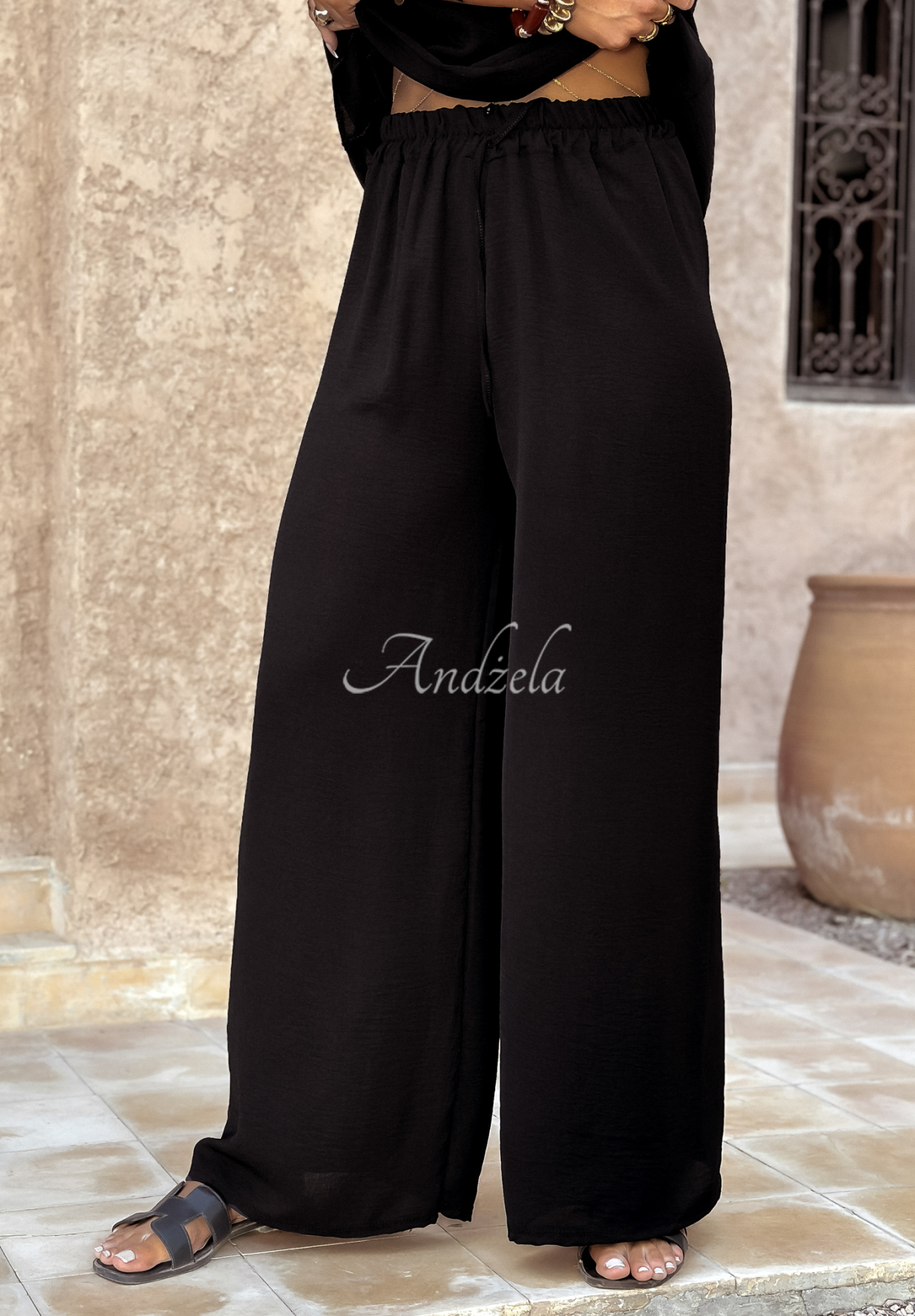 Set din viscoză Perfect Getaway format din bluză și pantaloni wide leg