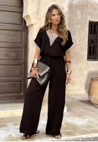 Compleu Bluză i Pantaloni wide leg Perfect Getaway negru
