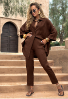 din material textil Pantaloni Afternoon Sun ciocolatii