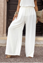 Compleu Top  i Pantaloni wide leg Summer Is My Favorite Alb