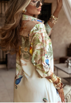 Koszulowa Rochie cu modele Parrots In Paradise roz pudră