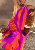 Asymetryczna Rochie maxi cu modele Violet Sky pomarańczowo-fioletowa