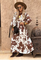 Rochie midi w zwierzęcy print Tennessee Country biało-ciocolatie