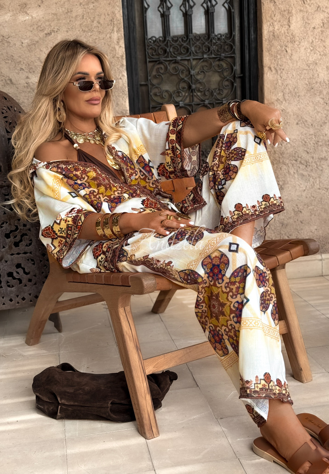 Compleu format din cămașă și pantaloni wide leg Piece Of Paradise cu imprimeu