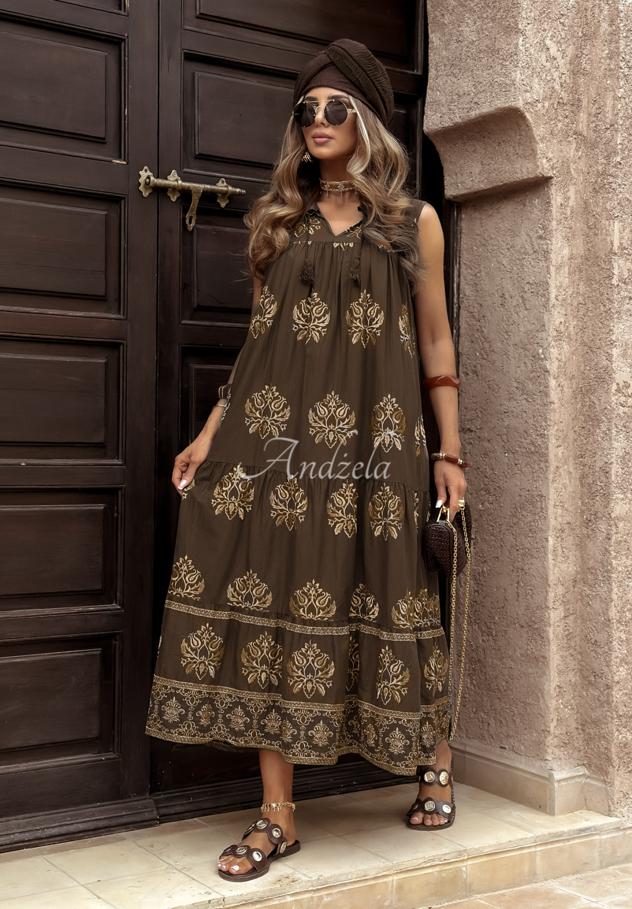 Rochie maxi cu volănașe Sunshine On Me cu imprimeu