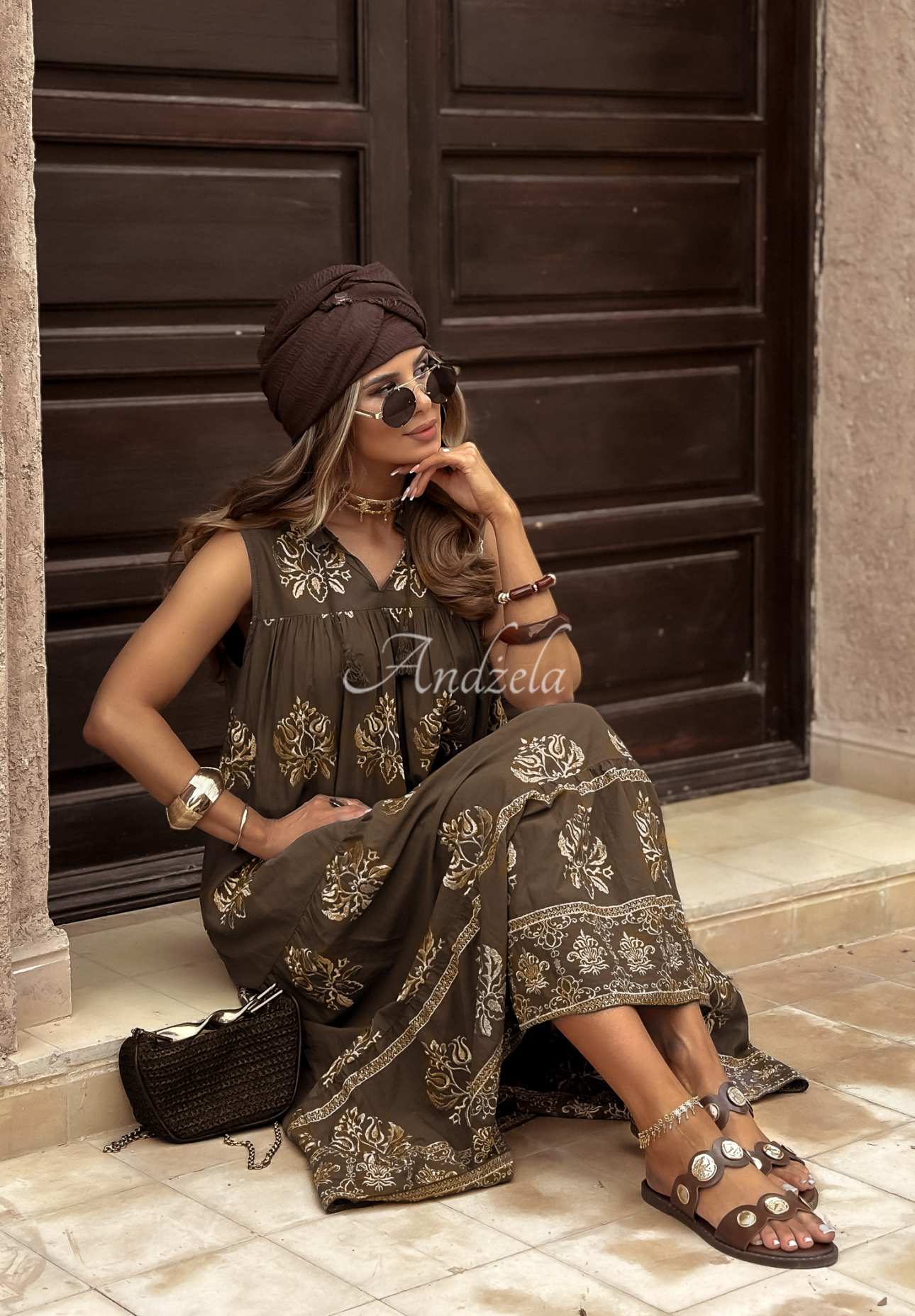 Rochie maxi cu volănașe Sunshine On Me cu imprimeu