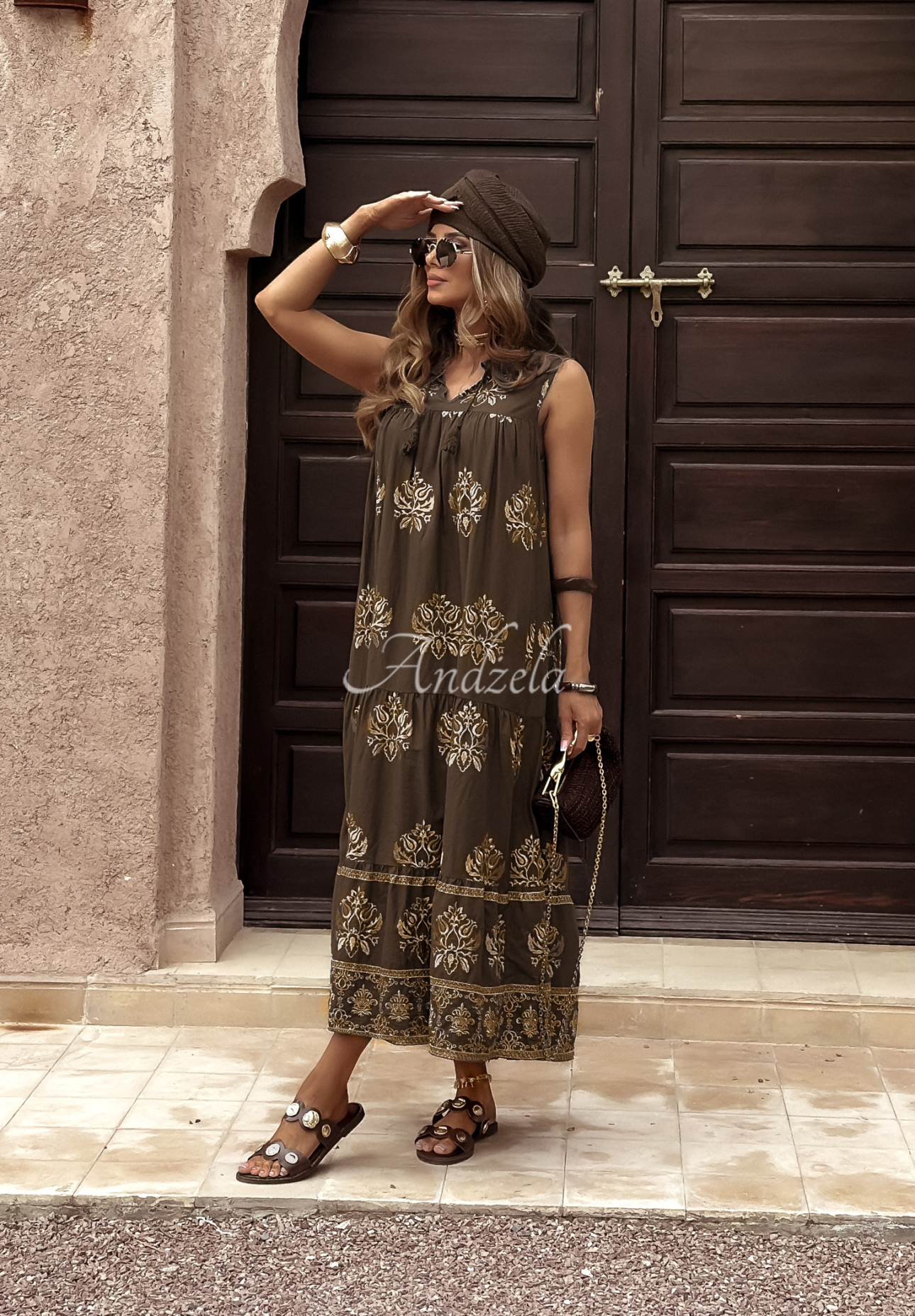 Rochie maxi cu volănașe Sunshine On Me cu imprimeu