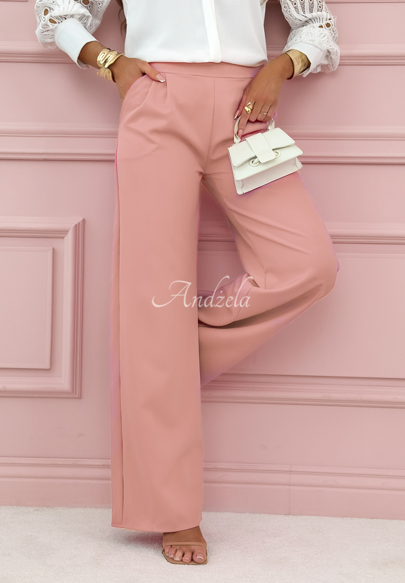 Pantaloni eleganți wide leg Glamour Flow