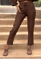 din material textil Pantaloni Afternoon Sun ciocolatii