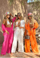 Wiskozowy Compleu Cămașă i Pantaloni wide leg Summer Skies fucsia
