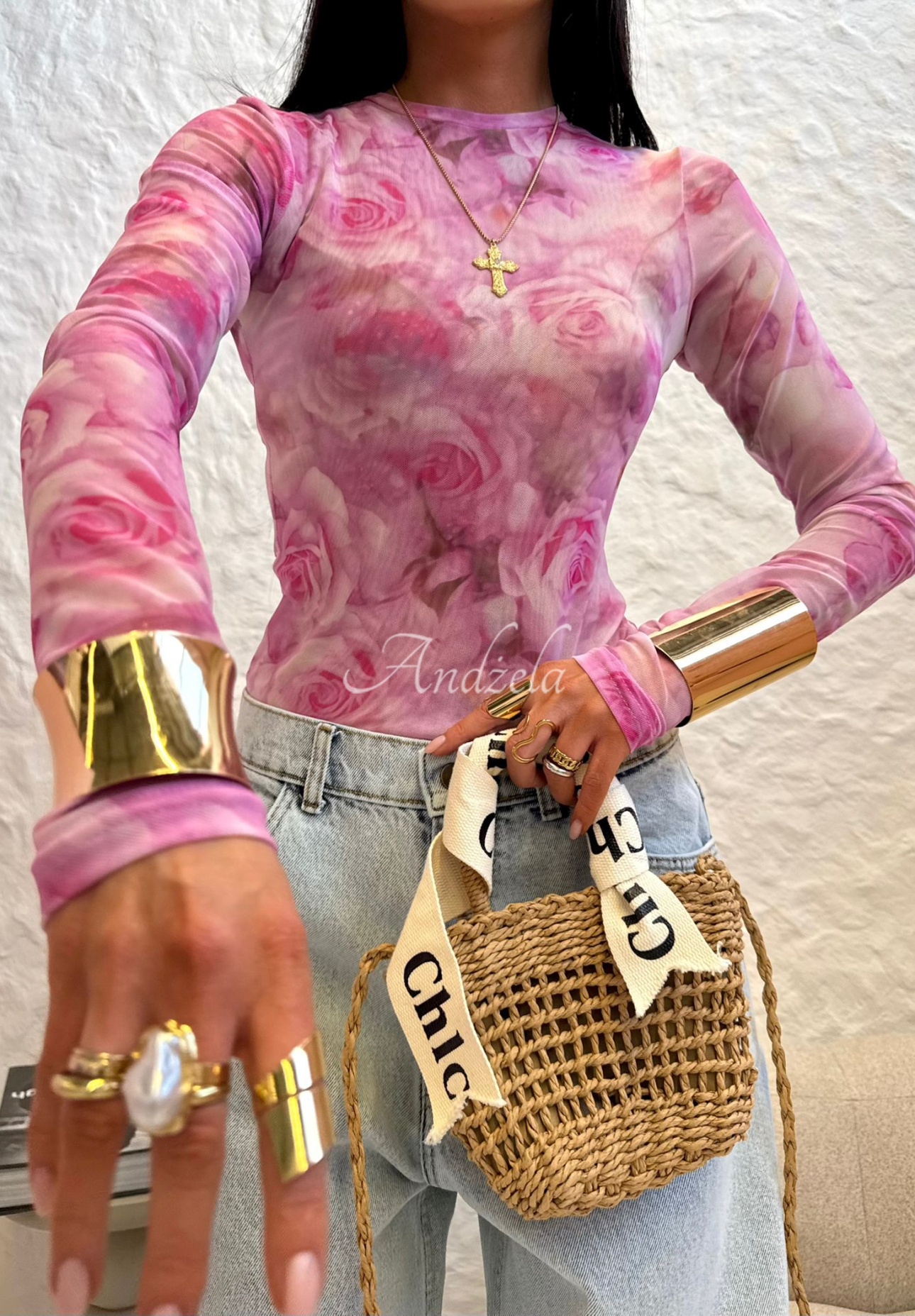 Bluză cu trandafiri La Milla Pink Dream