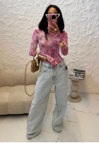 Bluză w róże La Milla Pink Dream roz pudră