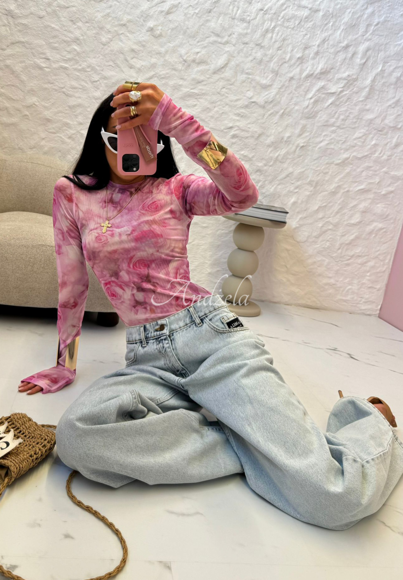 Bluză cu trandafiri La Milla Pink Dream