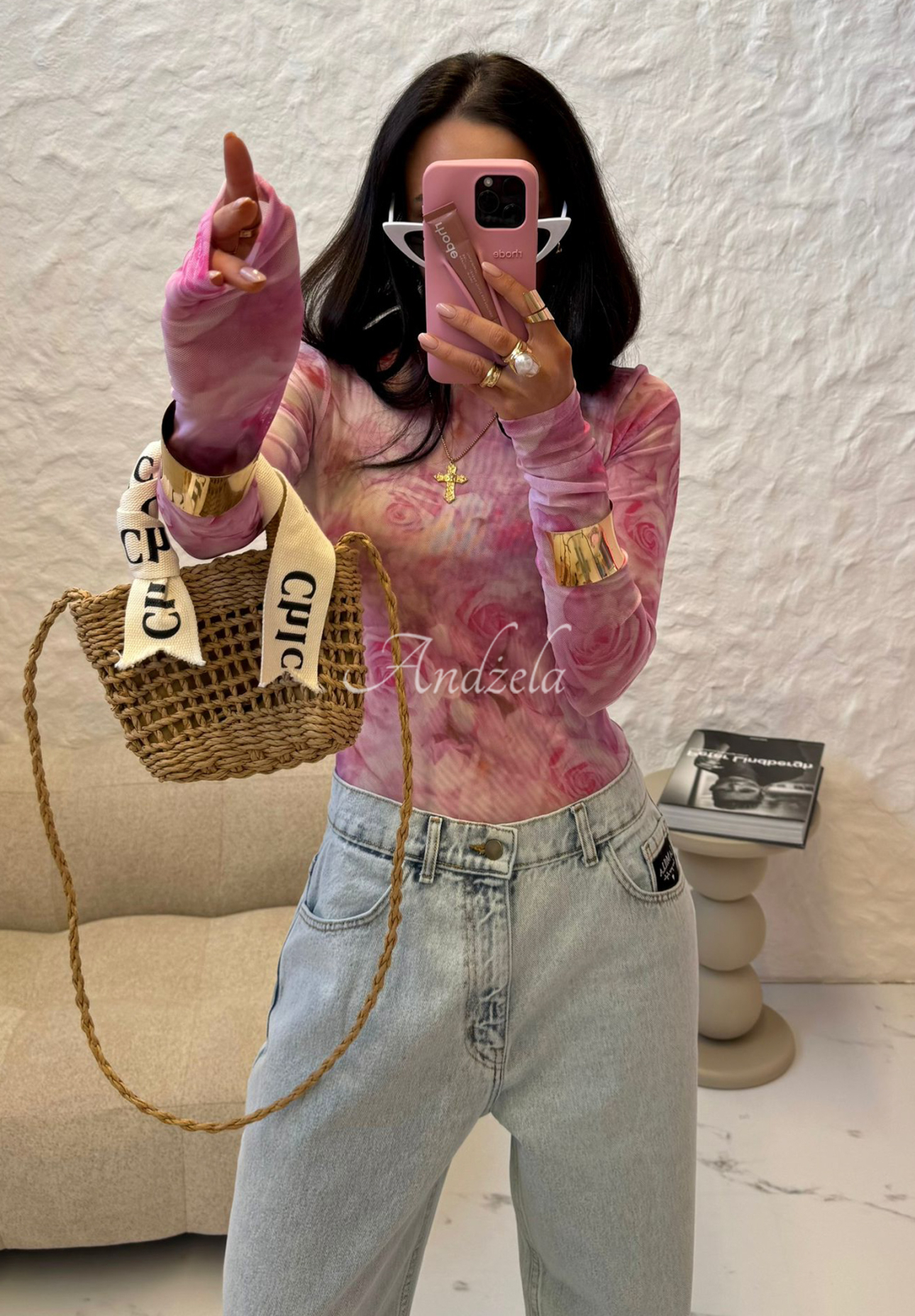 Bluză cu trandafiri La Milla Pink Dream