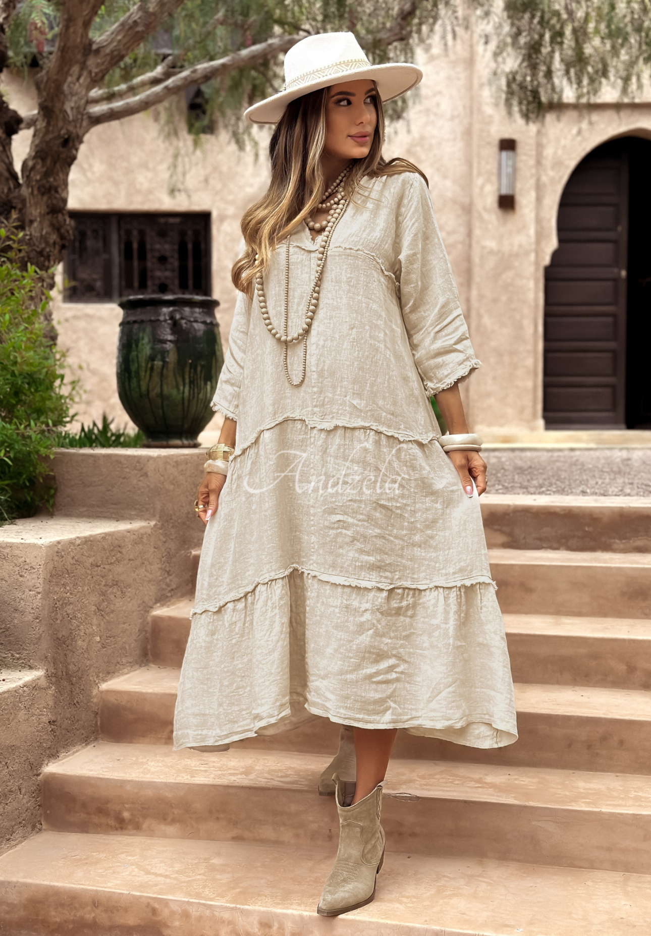 Rochie midi din in Follow The Road