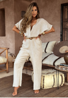 Długi Salopetă z paskiem Desert Princess jasnobeżowy
