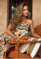 Satynowy Compleu Top  i Pantaloni wide leg Serene Escape portocaliu