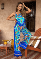 Satynowy Compleu Top  i Pantaloni wide leg Serene Escape bluemarin
