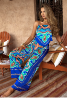 Satynowy Compleu Top  i Pantaloni wide leg Serene Escape bluemarin