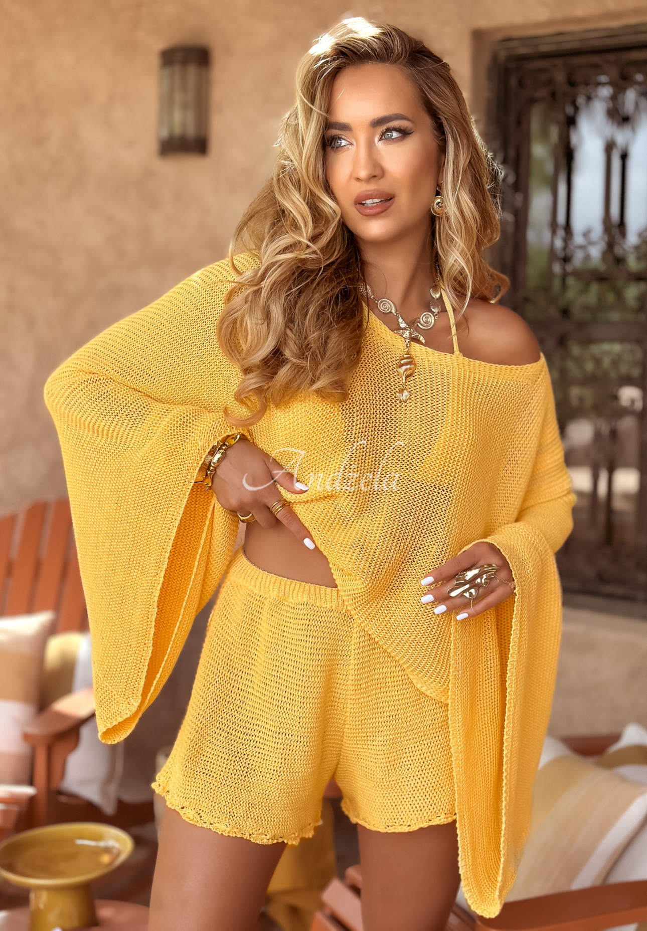 Pantaloni scurți ajurați boho Agafay Desert