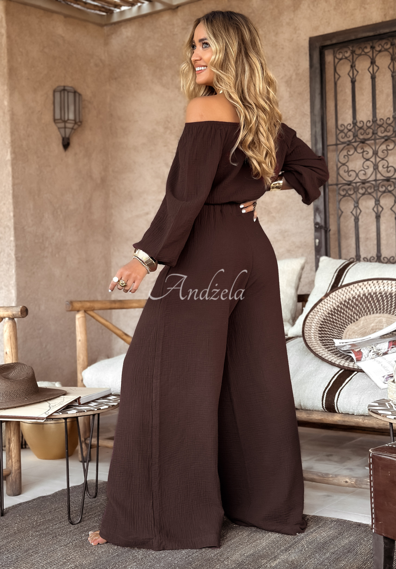 Pantaloni wide leg din muselină Malta