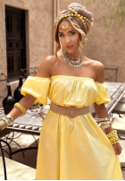 Rochie Cu croială spaniolă z paskiem Summer Villa bananowa