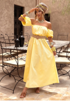 Rochie Cu croială spaniolă z paskiem Summer Villa bananowa
