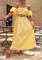 Rochie Cu croială spaniolă z paskiem Summer Villa bananowa