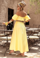 Rochie Cu croială spaniolă z paskiem Summer Villa bananowa