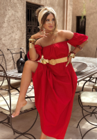 Rochie Cu croială spaniolă z paskiem Summer Villa roșie