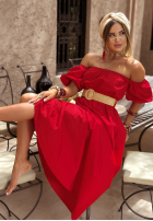 Rochie Cu croială spaniolă z paskiem Summer Villa roșie
