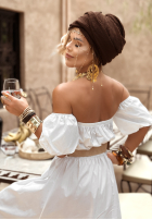 Rochie Cu croială spaniolă z paskiem Summer Villa albă