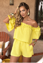 Compleu Bluză Cu croială spaniolă i krótkie spodenki Summer On My Mind galben banană