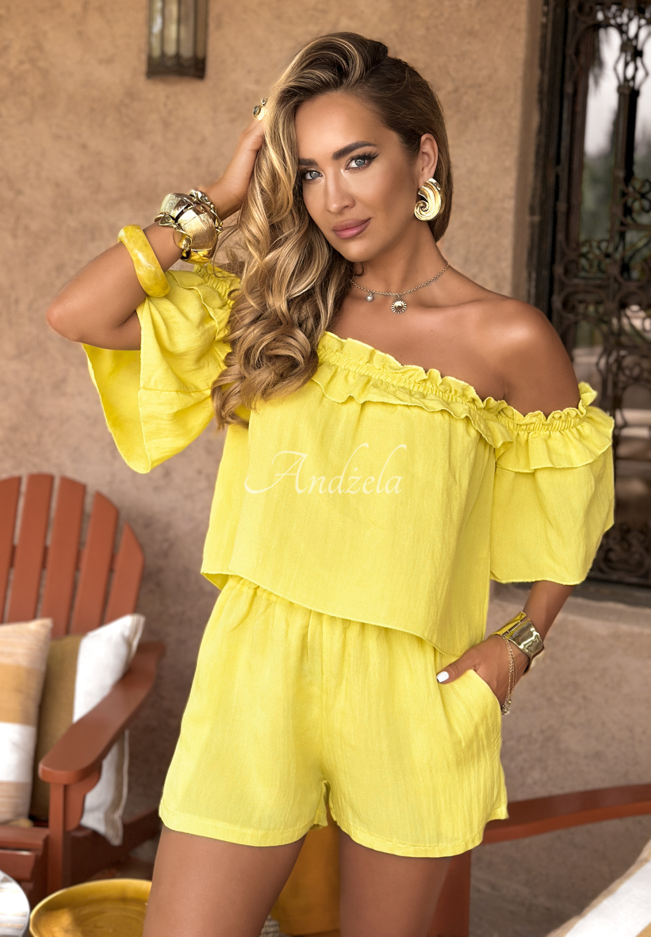 Set format din bluză spaniolă și pantaloni scurți Summer On My Mind
