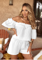 Compleu Bluză Cu croială spaniolă i krótkie spodenki Summer On My Mind Alb