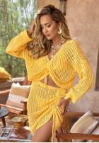 Ażurowy Compleu boho I've Missed You Summer galben banană