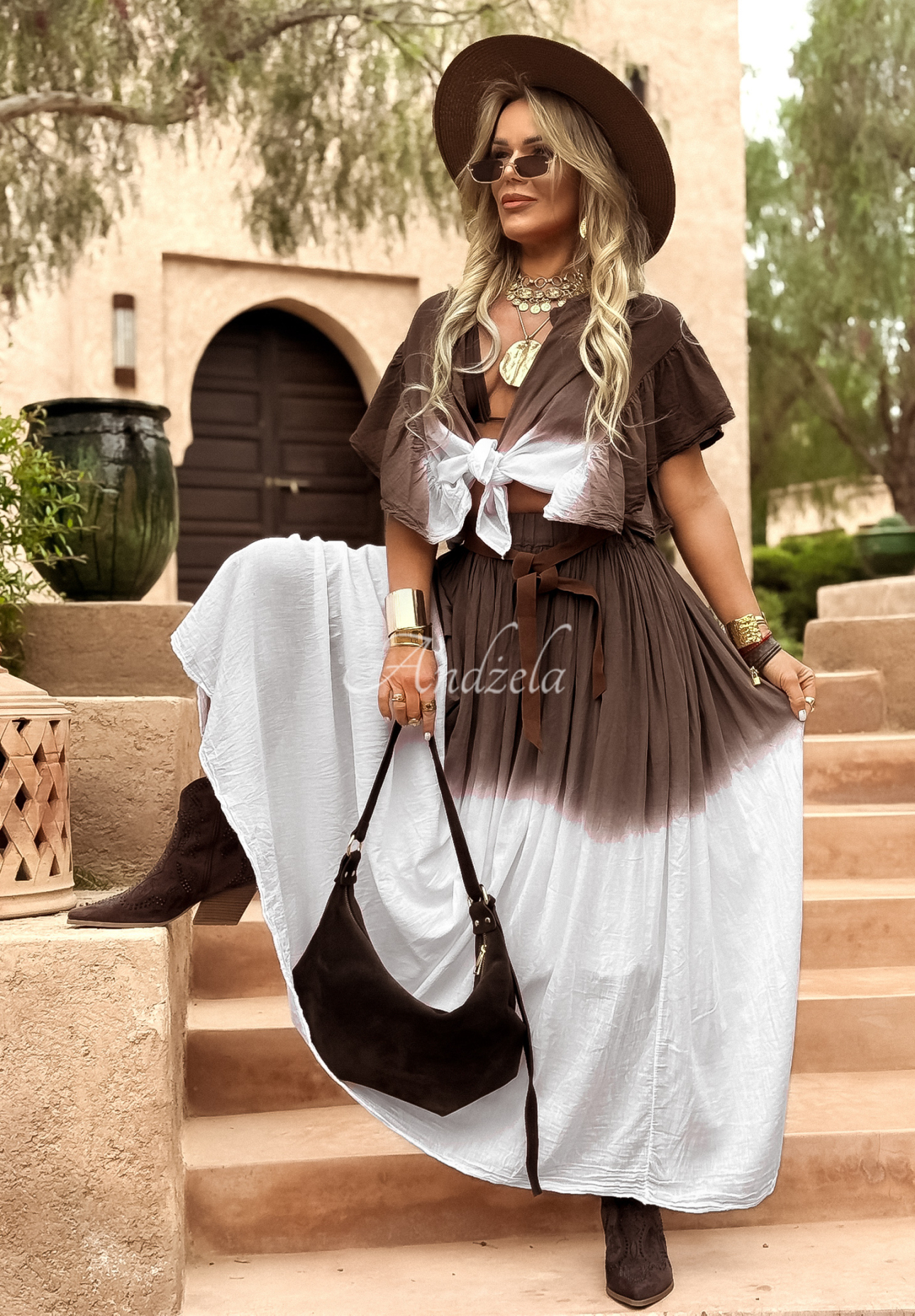 Cămașa cu legare ombre Moroccan Chocolate