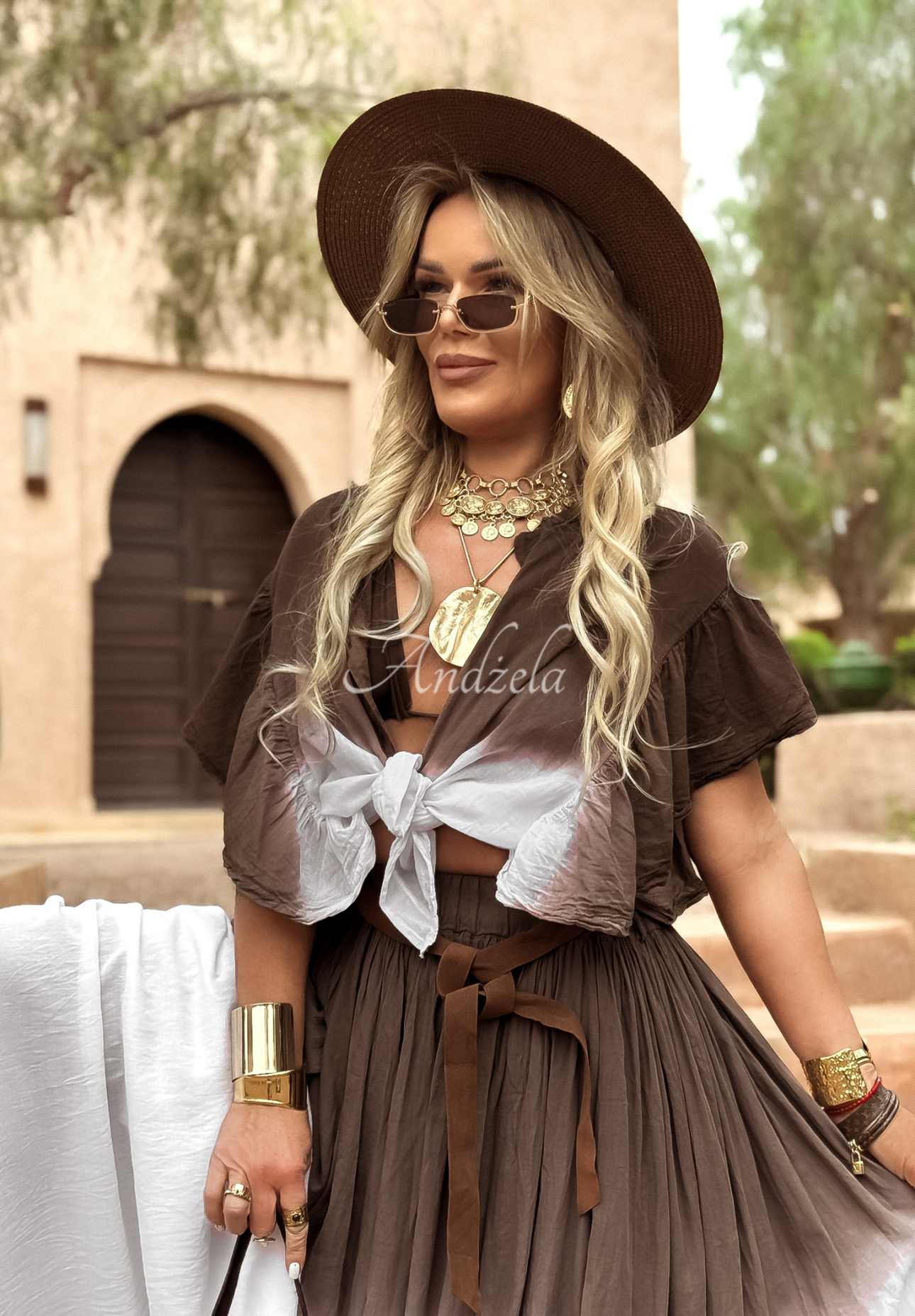 Cămașa cu legare ombre Moroccan Chocolate