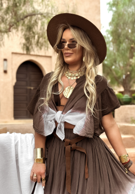 Cămașa cu legare ombre Moroccan Chocolate
