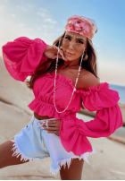Scurtă Bluză Cu croială spaniolă Monaco fucsia
