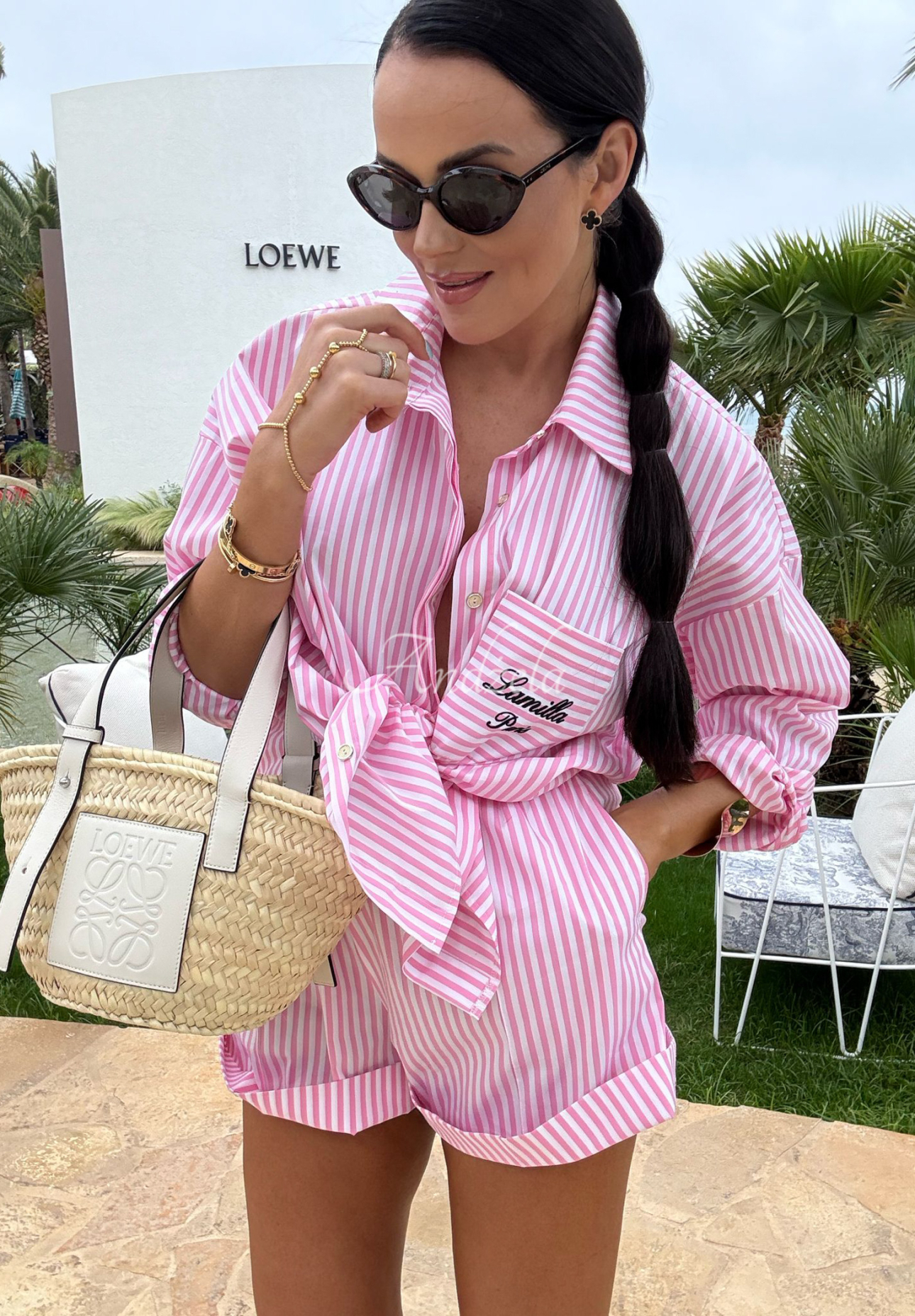 Set în dungi La Milla Sunshine Perfection format din cămașă și pantaloni scurți