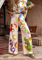 Wzorzysty Compleu Cămașă i Pantaloni wide leg The Inner Eye bej