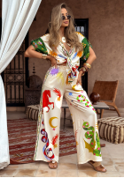 Wzorzysty Compleu Cămașă i Pantaloni wide leg The Inner Eye bej